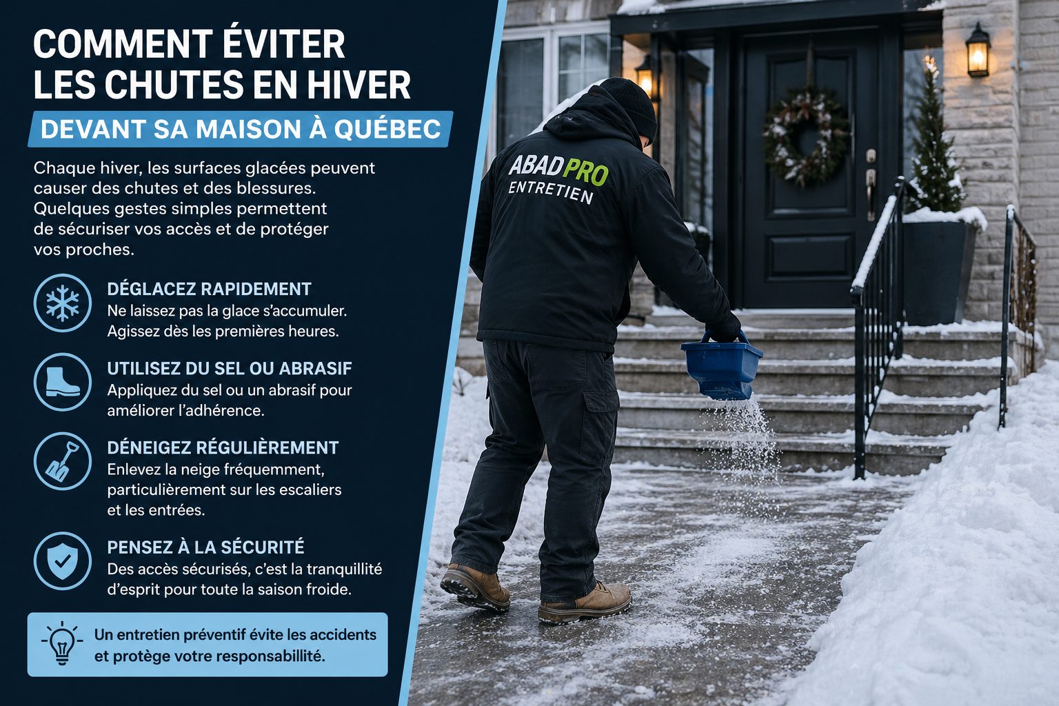Comment éviter les chutes en hiver devant sa maison à Québec