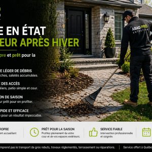 Remise en état extérieur après hiver à Québec – nettoyage cour et préparation saison