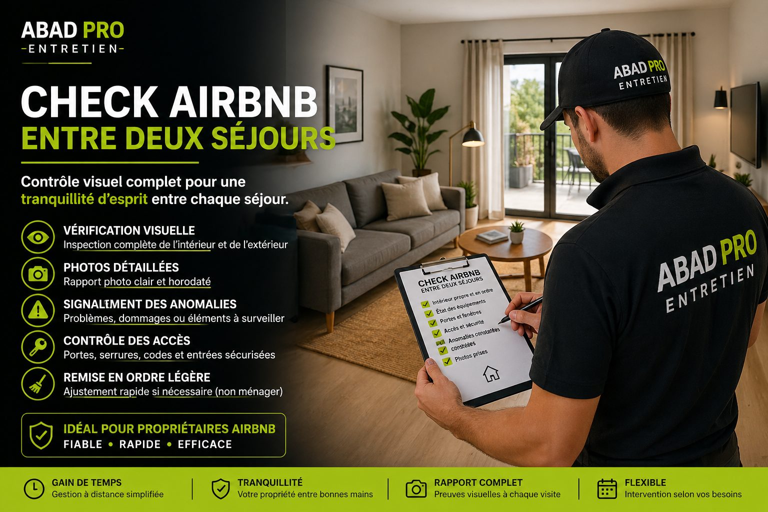 Inspection Airbnb entre deux séjours Québec contrôle logement Abad Pro Entretien